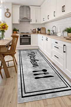 Olverno Home Makinede yıkanabilir kaymaz taban leke tutmaz dijital mutfak halısı salon halısı ve yolluk