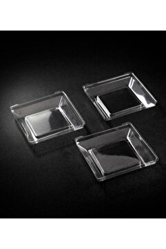 Kristal Plastik Mini Kare Tabak 6x6cm - 50 Adet (1 Paket)