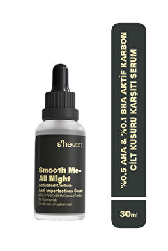 s'hevec AHA & BHA ve Aktif Karbon Cilt Kusuru Karşıtı %5 Niacinamide Vegan 30 ml Serum Smooth Me-All Night