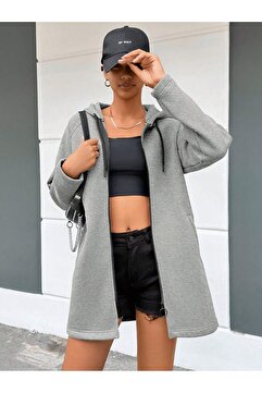Mood Lab Kadın Fermuarlı Kapüşonlu Sweatshirt Hoodıe
