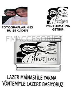 Feride italyan çelik bileklik charmı lazer baskı fmaccesories
