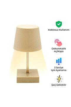 Bood BB-16 Dokunmatik Masa Lambası | Şarjlı & Ayarlanabilir Işık Seviyesi, Modern Alüminyum