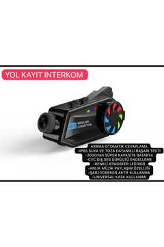JUNGLEE Bt68 Kameralı Intercom Motosiklet Bluetooth Kask Kulaklık Ses Kontrolü 1080p Video Kayıt Interkom