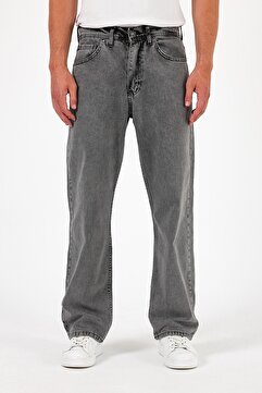 DAMGA JEANS Erkek Oversize Bol Paça Yüksek Bel Füme Baggy Kot Pantolon