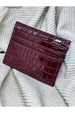 bijoux uniques bordo parlak A kalite deri kadın kartlık cüzdan
