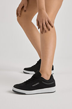 Tonny Black Unisex Siyah Rahat Kalıp Poli Taban Bağcıklı Spor Ayakkabı