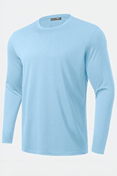 Ghassy Co Erkek %100 Pamuklu Likralı Esnek Spor Koşu Günlük Antrenman Uzun Kollu Penye T-shirt