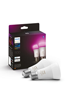 Philips HueWCA 9-75W E27 1100 Lumen Renkli Akıllı Ampul 2'li Ekopaket A60