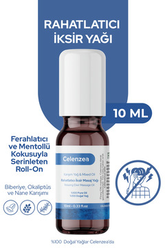 Flowy Oils Rahatlatıcı İksir Masaj Yağı Nane, Okaliptus ve Biberiye Karışımı Ferahlatıcı Mentol Roll-On 10ml