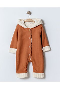 Chicsy Baby Unisex Bebek Kapüşonlu Peluş Astarlı Kışlık Tulum