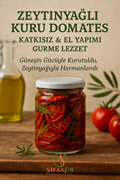 ŞİFAKÜR BİTKİSEL SAĞLIK ÜRÜNLERİ Şifakür Zeytinyağlı Kekikli Kuru Domates 850ml Doğal Katkısız El Yapımı Gurme Lezzet
