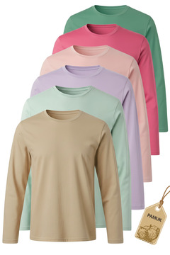 TWOO KİDS Uzun Kol Body İçlik - 6'lı Set Renkli Basic Mevsimlik Kız Erkek Çocuk Uzun Kollu Tişört Badi - SET 1