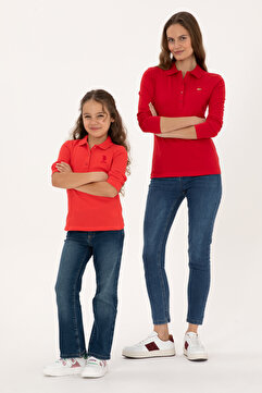 U.S. Polo Assn. Kadın Kırmızı Basic Polo Yaka Sweatshırt 50313593-VR030