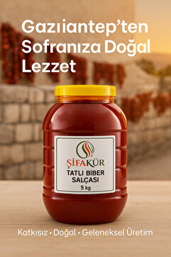 ŞİFAKÜR BİTKİSEL SAĞLIK ÜRÜNLERİ Şifakür Tatlı Biber Salçası Güneşte Kurutulmuş Doğal Gaziantep Ev Yapımı Yemeklik 5 KG