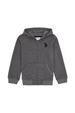 U.S. Polo Assn. Erkek Çocuk Antrasit Melanj Fermuarlı Kapüşonlu Sweatshirt 50316706-VR081