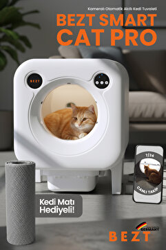 Bezt Smart Cat Pro Kameralı Otomatik Akıllı Kedi Tuvaleti Kendi Kendini Temizleyen Uygulama Kontrollü