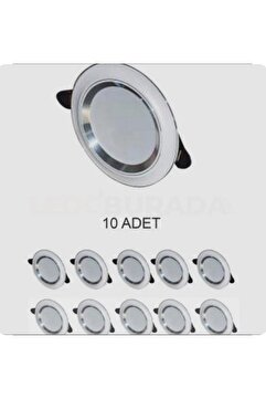 Cata 10 ADET 6 W Sıva Altı Cob Led Beyaz-krom Kasa Spot Gömme Tavan Armatürü 3 Renk Ct-5257 (10 ADET)