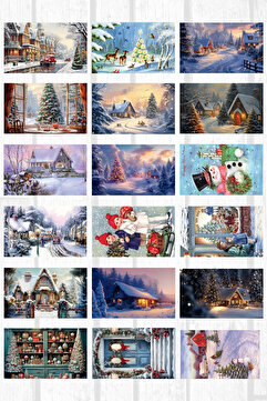 Bimotif Karışık 10 adet yılbaşı kartpostal seti (Simsiz)