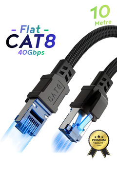 Vetech CAT8 Ethernet Kablosu Premium LAN Kablo 40Gbps 2000MHz İnternet Kablosu PC Laptop, PS5/4 (10 Metre)