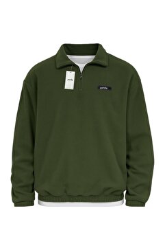 pandy Unisex Standart Fit Oversize Rahat Kesim Tüylenme Yapmayan Soğuk Geçirmez Dik Yaka Polar Sweatshirt