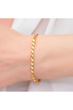 Altınkesesi 14 Ayar Altın Pullu Parlak Bileklik Sarı 4 Mm