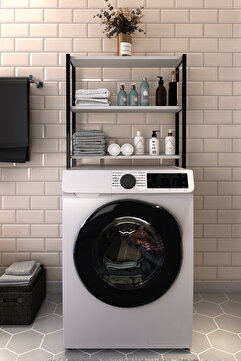Alibo Çamaşır Makinası Üstü Düzenleyici Raf Beyaz 3 Raflı Banyo Düzenleyici