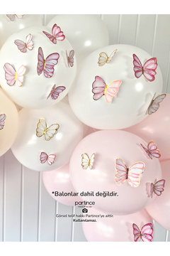 partince 48’li Pembe Tema Kelebek Süs Parti Süsü Pembe Kelebek Doğum Günü Süsü Bride Parti Süsü