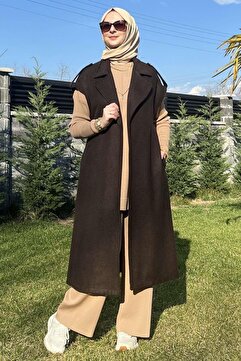 Rabia Şamlı Apoletli Acı Kahve Yelek