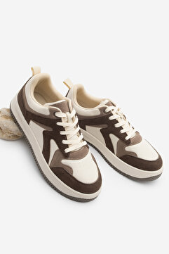 Marjin Kadın Sneaker Yüksek Taban Spor Ayakkabı Aryan Kahve