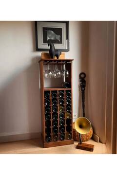 ElaWoodWorking JANİSA MASİF AĞAÇ ŞARAP STANDI, İÇKİ DOLABI, ELA WOODWORKİNG ART.