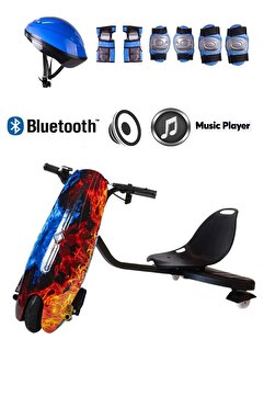 CityMate Drift Car Bluetooth Hoparlörlü Graffiti Desenli Drift Scooter Kask-Dizlik Seti Hediyeli