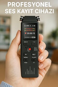 ULTRATEKNO 32 GB Premium Yeni Model Led Ekranlı Çift Mikrofonlu Profesyonel Ses Kayıt Cihazı TÜRKÇE MENÜLÜ