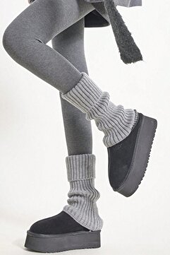 Ozzy Socks Original Premium Tozluk %100 Akrilik Triko Örgü Leg Warmer Ayak Isıtıcı GRİ