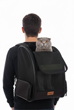 Pugalo AirMove Premium Kedi Köpek Taşıma Çantası | Silinebilir| Yırtılmaz Fileli | Bükülmez Gövde | Siyah