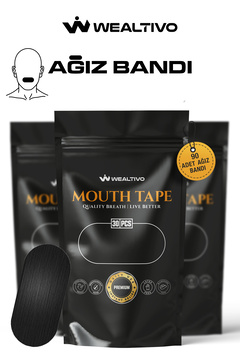 Wealtivo Ağız Bandı 90 Adet Siyah Premium 3 Paket, Yumuşak Yapışkanlı Gece Kullanım Dudak Bandı (Mouth Tape)