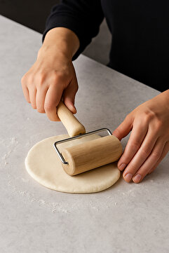 AKDAG HOME Ahşap Saplı Rulo Hamur Açıcı Merdane Pürüzsüz Oklava Pizza Börek Açma Silindiri