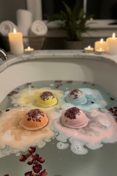 LİFE CODE Köpüren Banyo Topu, Nem Bombası Skin Care , Jakuzi & Küvet Kullanımı İçin 80 gr, 4'lü