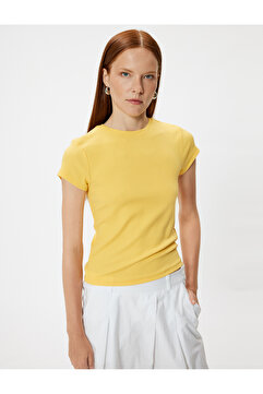 Koton Basic Fitilli Tişört Kısa Kollu Bisiklet Yaka Slim Fit