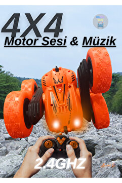 Boratila Toys Uzaktan Kumandalı Işıklı Şarjlı 2.4 Ghz Müzikli Demolu Kırılmaz Akrobat Araba