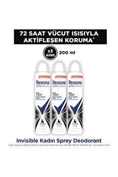 Rexona Kadın Sprey Deodorant Invisible Beyaz İz Sarı Leke Karşıtı 72 Saat Kesintisiz Üstün Koruma 20