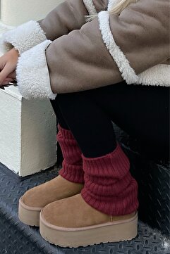 Ozzy Socks Tozluk %100 Akrilik Triko Örgü Leg Warmer Ayak Isıtıcı bordo