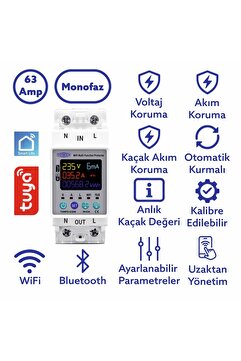 TOMZN Kaçak Akım Koruma Rölesi Ve Yüksek Voltaj Ve Akım Koruyucu Röle 63a Wifi Özellikli Devrim