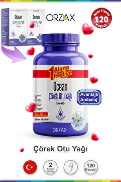 Ocean Orzax Çörek Otu Yağı 1000 Mg 60 Kapsül | Ikincisi Hediye (Tek Pakette)