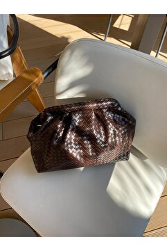 Senza Vedere Glow Örgü Detaylı Clutch El, Omuz ve Çapraz Çanta