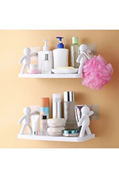 Keyfi Sepet Pratik Banyo Mutfak Rafı Yapıştırmalı Etejer Yapışkanlı Raf banyo etejeri 34 x 12 cm