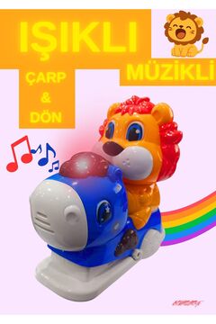 Boratila Toys Işıklı Müzikli Çarp Dön Emeklemeye Yardımcı Sevimli Atlı Karınca Aslan Oyuncak