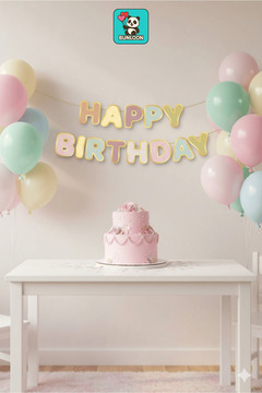Bunloon Makaron Renkli Happy Birthday Yazı Banner 120 cm Parti ve Doğum Günü Süsü