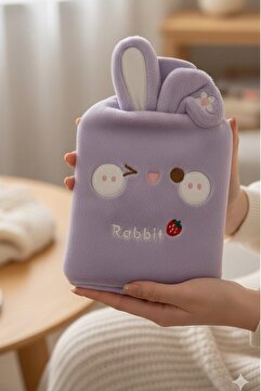 Kitchen Beauty Peluş Kılıflı Tavşan Emojili Sıcak Su Torbası 2 lt Cepli El Geçmeli Sıcak Su Torbası El Isıtıcı