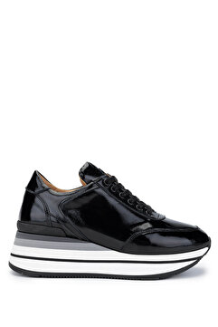 Tamer Tanca Kadın Hakiki Deri Siyah Rugan Sneakers & Spor Ayakkabı