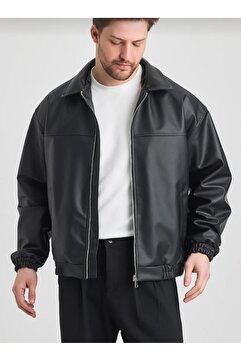 MODA Oversize Erkek Siyah Deri Ceket